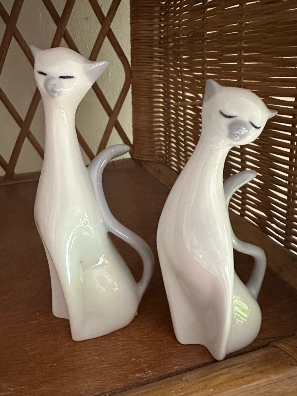 Mid Century Atomic Porcelain Siamese Cat Pair MCM